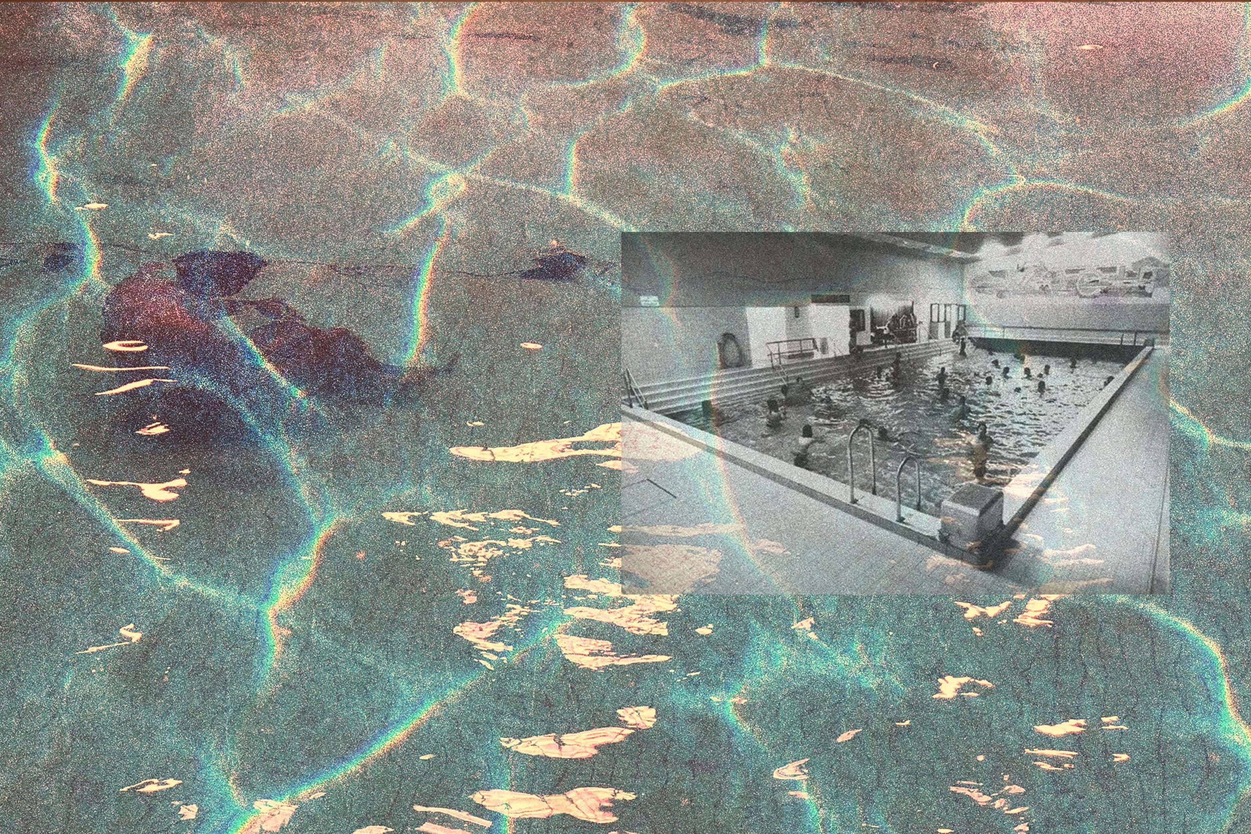 a pool superimposed on a close up of water